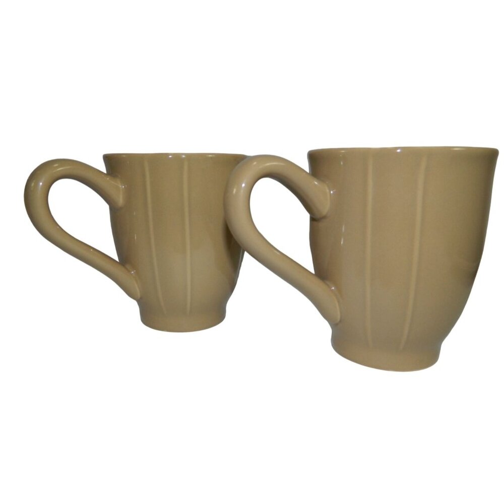 JCPenney Ashley Taupe Home Beige Ceramic Cups Mugs Set Of 2